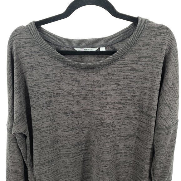 Athleta Blissful Sharkbite Long Sleeve Side Zip Top L Shale Heather Gray - Picture 4 of 16